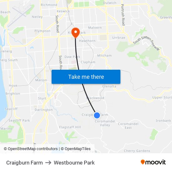 Craigburn Farm to Westbourne Park map