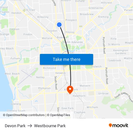 Devon Park to Westbourne Park map