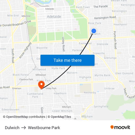 Dulwich to Westbourne Park map