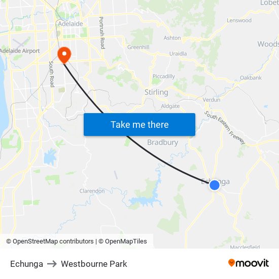 Echunga to Westbourne Park map