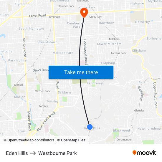 Eden Hills to Westbourne Park map