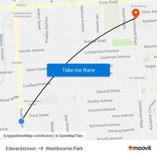 Edwardstown to Westbourne Park map