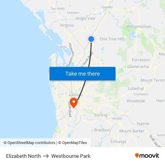 Elizabeth North to Westbourne Park map