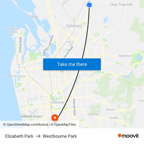 Elizabeth Park to Westbourne Park map