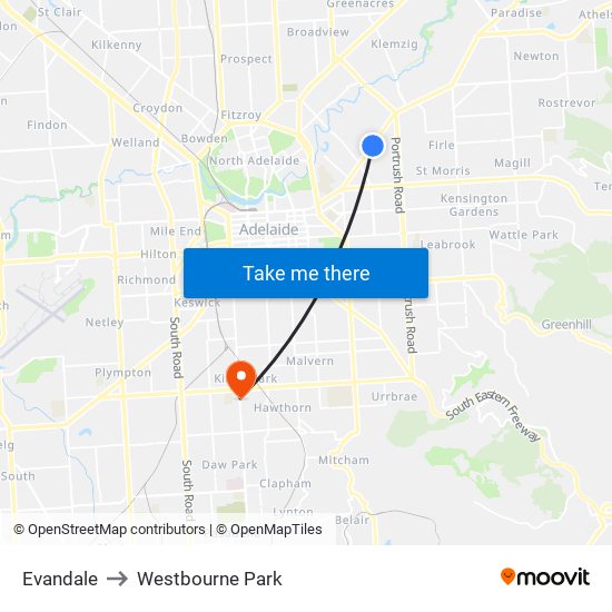 Evandale to Westbourne Park map
