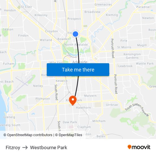 Fitzroy to Westbourne Park map