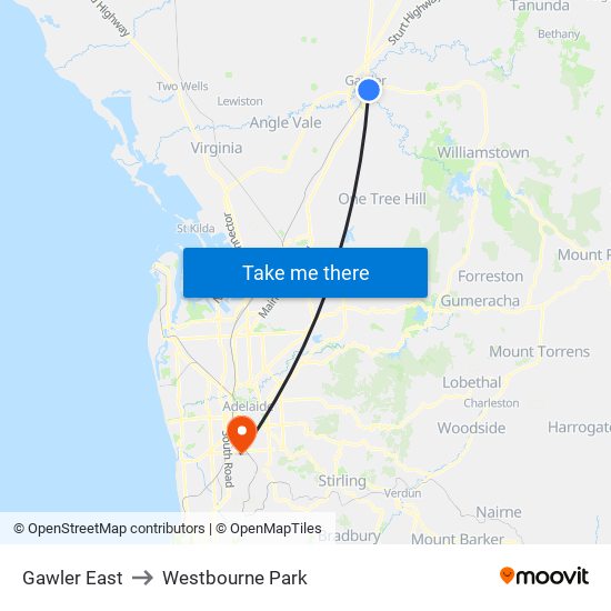 Gawler East to Westbourne Park map