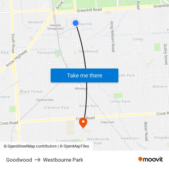 Goodwood to Westbourne Park map