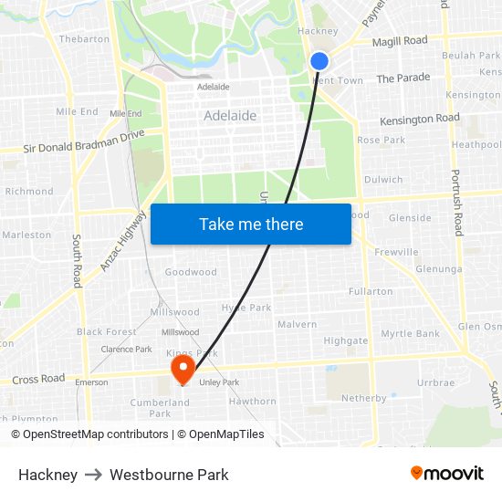 Hackney to Westbourne Park map