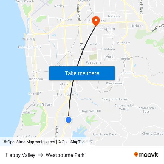 Happy Valley to Westbourne Park map