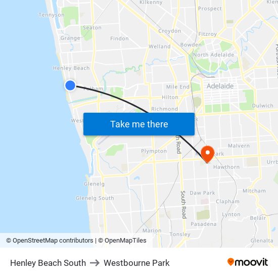 Henley Beach South to Westbourne Park map