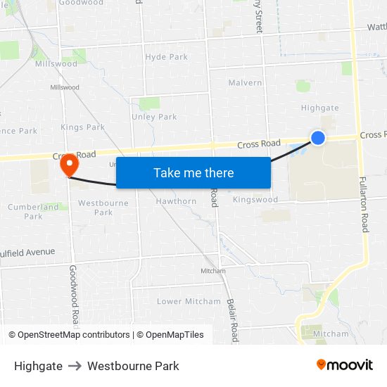 Highgate to Westbourne Park map