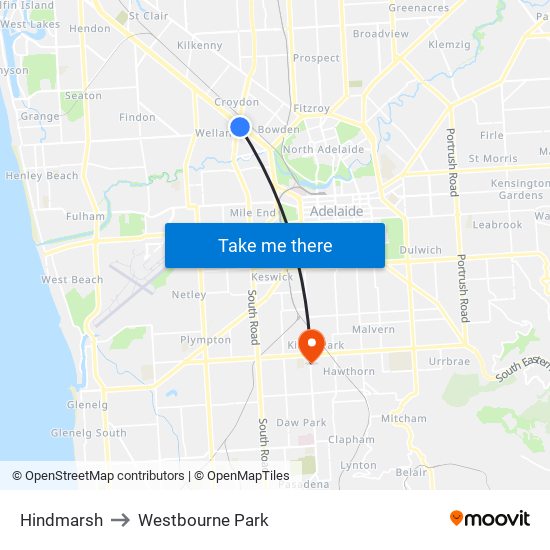 Hindmarsh to Westbourne Park map