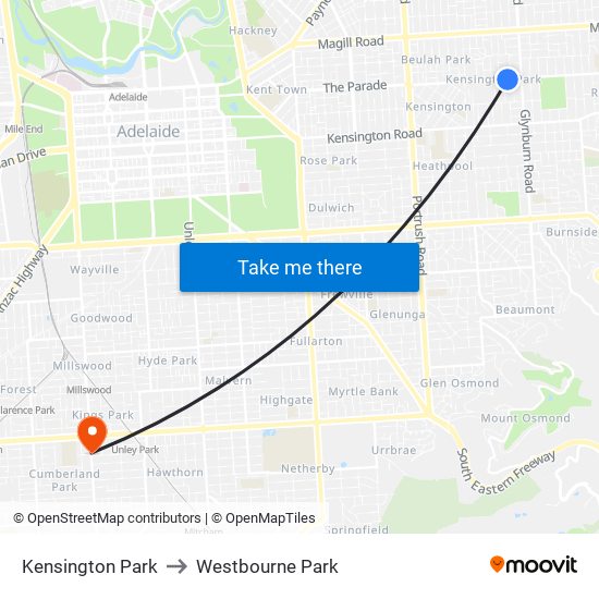 Kensington Park to Westbourne Park map