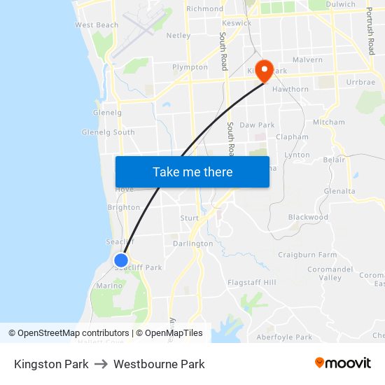 Kingston Park to Westbourne Park map