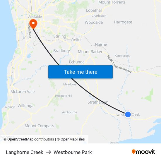 Langhorne Creek to Westbourne Park map