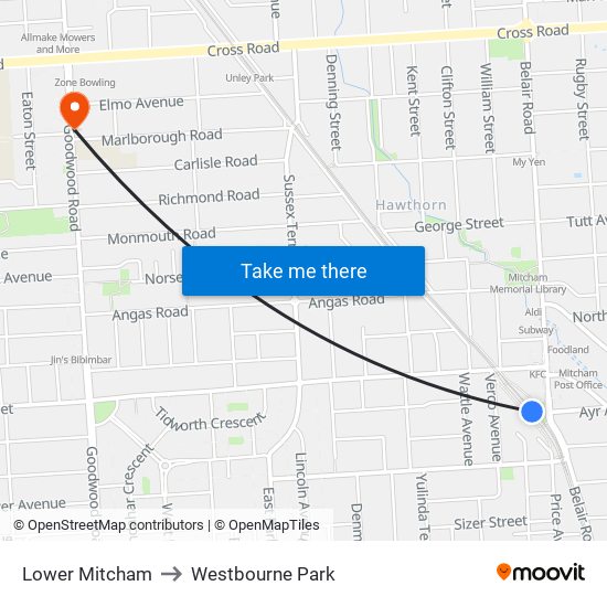 Lower Mitcham to Westbourne Park map