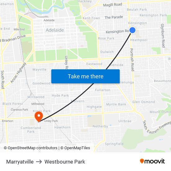 Marryatville to Westbourne Park map