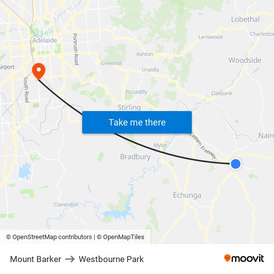 Mount Barker to Westbourne Park map