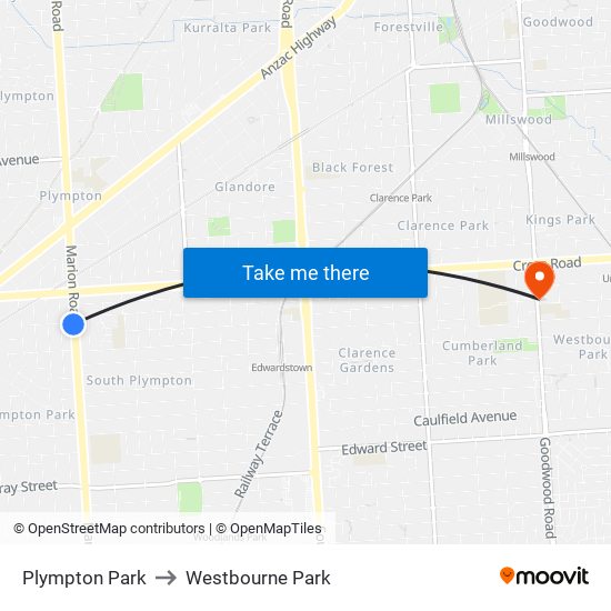 Plympton Park to Westbourne Park map