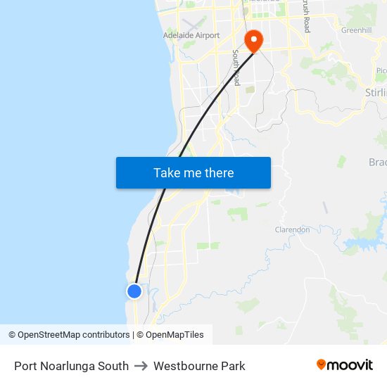 Port Noarlunga South to Westbourne Park map