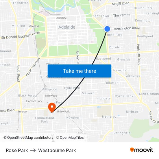 Rose Park to Westbourne Park map