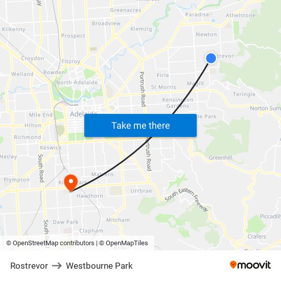 Rostrevor to Westbourne Park map