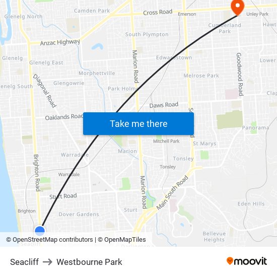 Seacliff to Westbourne Park map