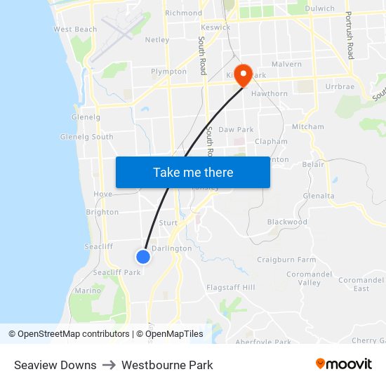 Seaview Downs to Westbourne Park map