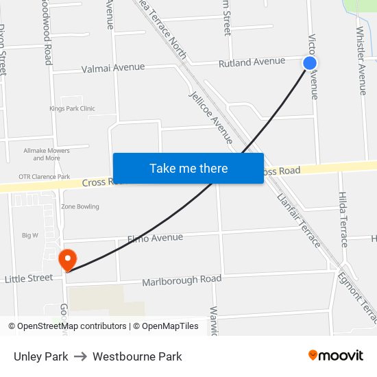 Unley Park to Westbourne Park map