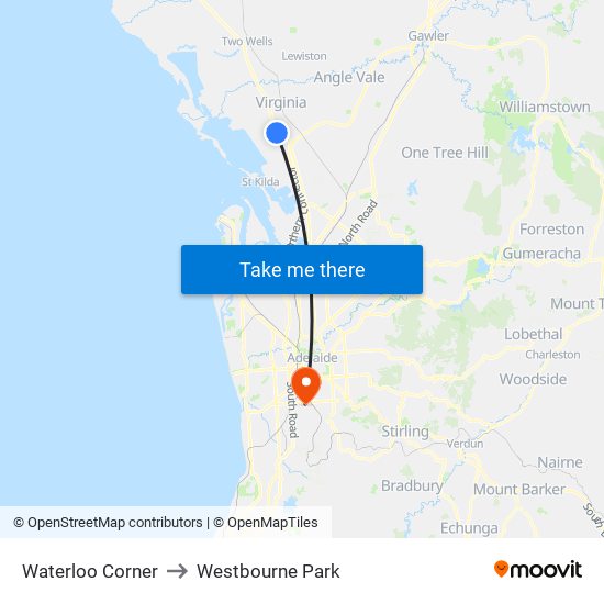 Waterloo Corner to Westbourne Park map