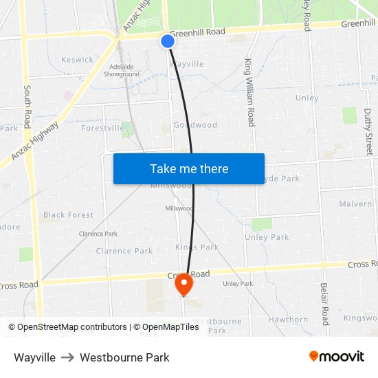 Wayville to Westbourne Park map