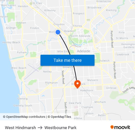 West Hindmarsh to Westbourne Park map