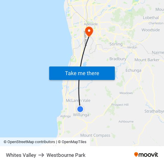 Whites Valley to Westbourne Park map