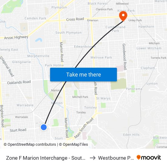 Zone F Marion Interchange - South side to Westbourne Park map