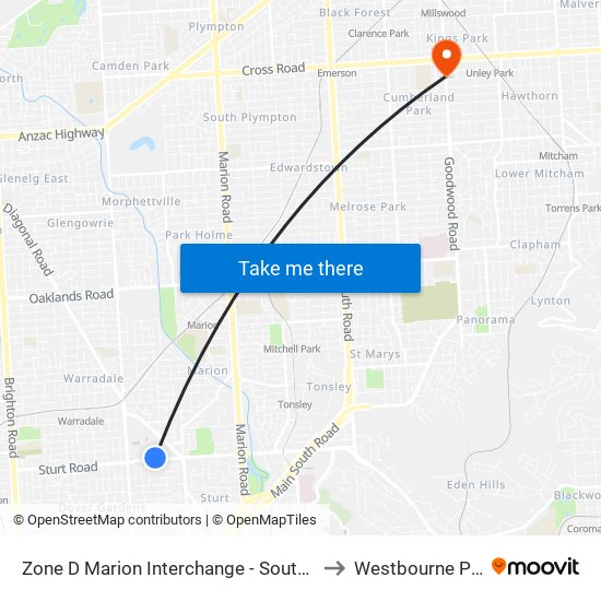 Zone D Marion Interchange - South side to Westbourne Park map