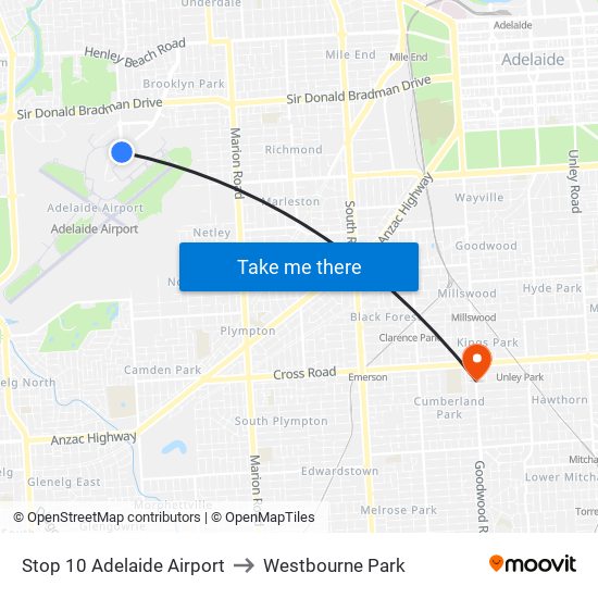 Stop 10 Adelaide Airport to Westbourne Park map