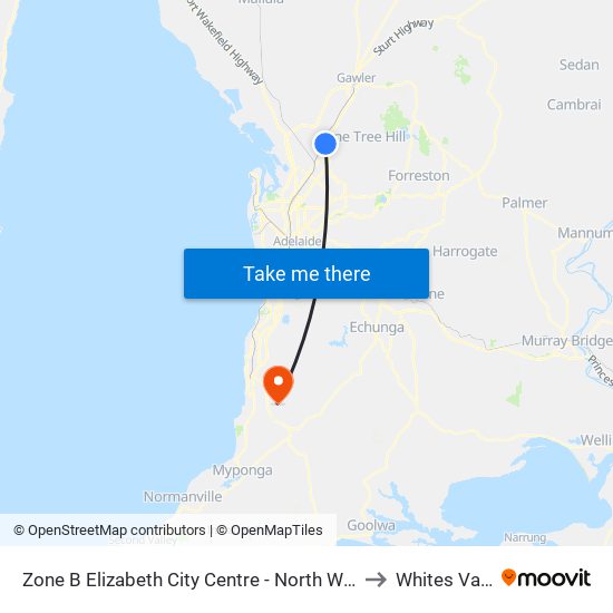 Zone B Elizabeth City Centre - North West side to Whites Valley map