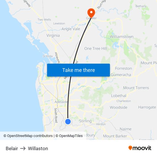 Belair to Willaston map