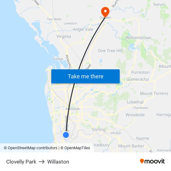 Clovelly Park to Willaston map