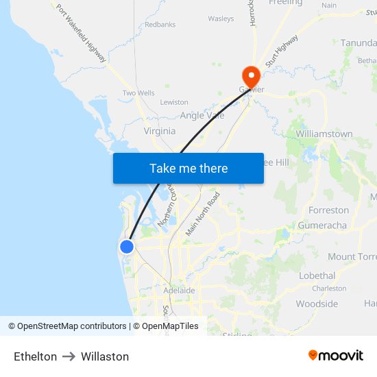 Ethelton to Willaston map