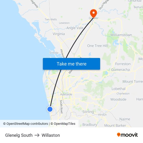 Glenelg South to Willaston map