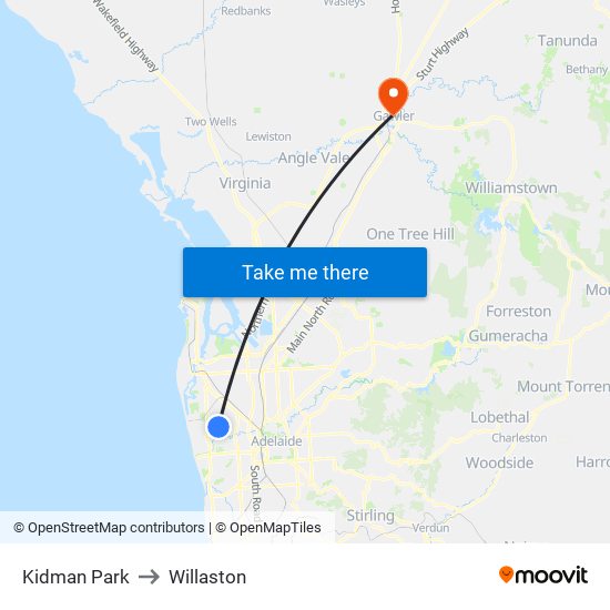 Kidman Park to Willaston map