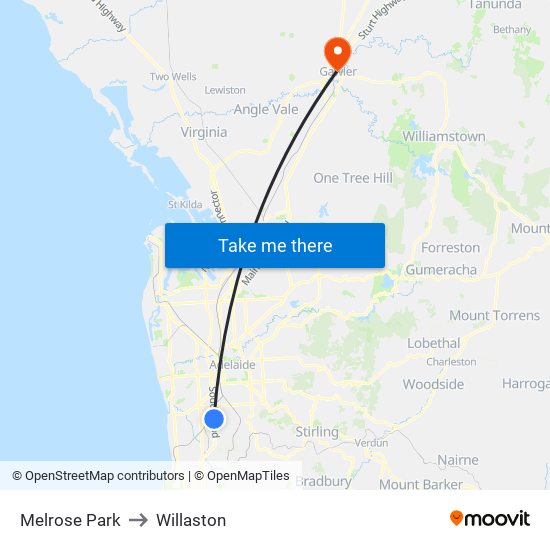 Melrose Park to Willaston map