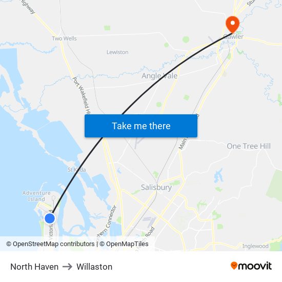 North Haven to Willaston map