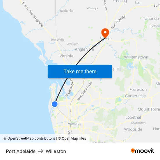 Port Adelaide to Willaston map