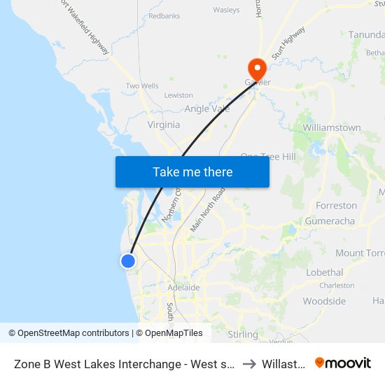 Zone B West Lakes Interchange - West side to Willaston map