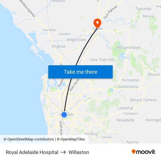 Royal Adelaide Hospital to Willaston map