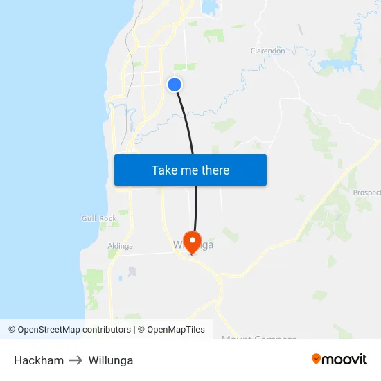 Hackham to Willunga map