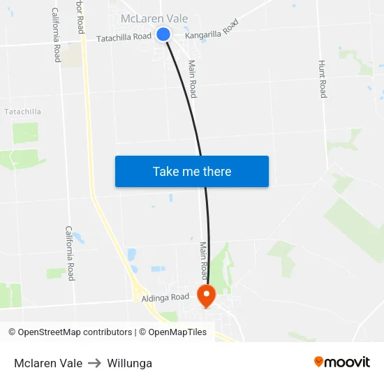 Mclaren Vale to Willunga map
